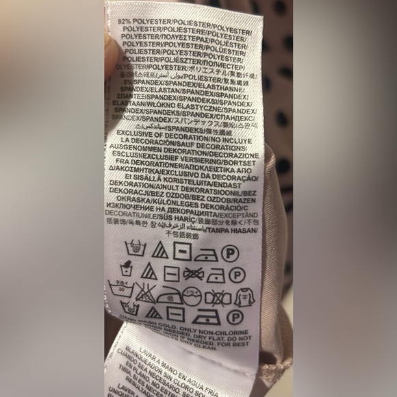 Guess? Pale Pink & Black Polka Dotted Off-Shoulder Criss-Cross Backed Mini Dress - Picture 7 of 7